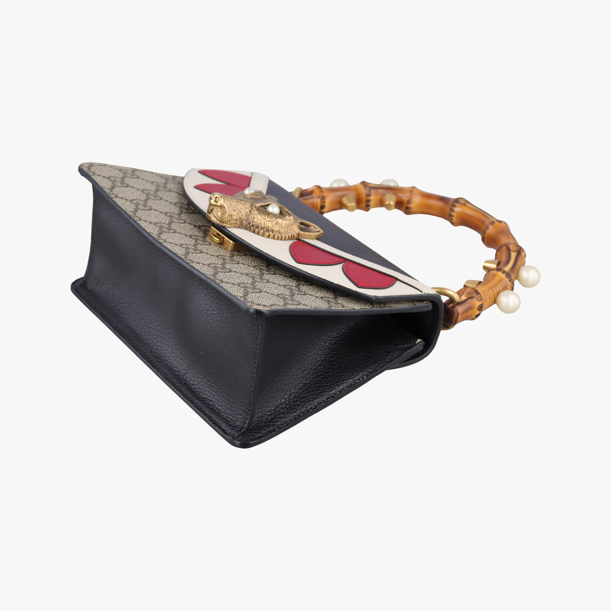Secondhand Gucci Fox Brooch Bamboo Beige×Multicolour PVC coated canvas×Leather 466428 shoulderbag | stylenewstar