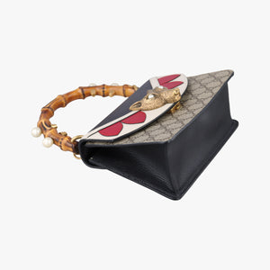 Secondhand Gucci Fox Brooch Bamboo Beige×Multicolour PVC coated canvas×Leather 466428 shoulderbag | stylenewstar