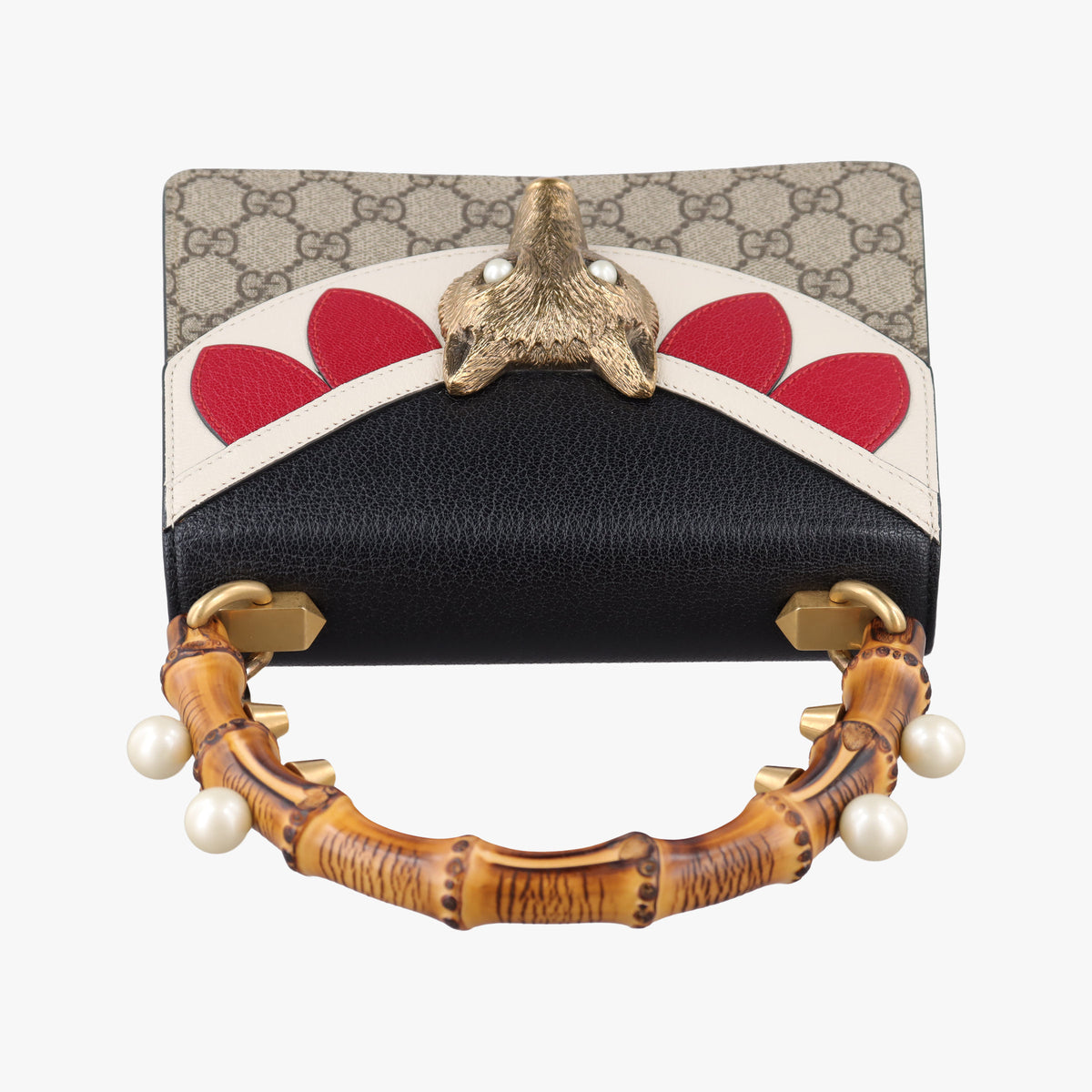 Secondhand Gucci Fox Brooch Bamboo Beige×Multicolour PVC coated canvas×Leather 466428 shoulderbag | stylenewstar