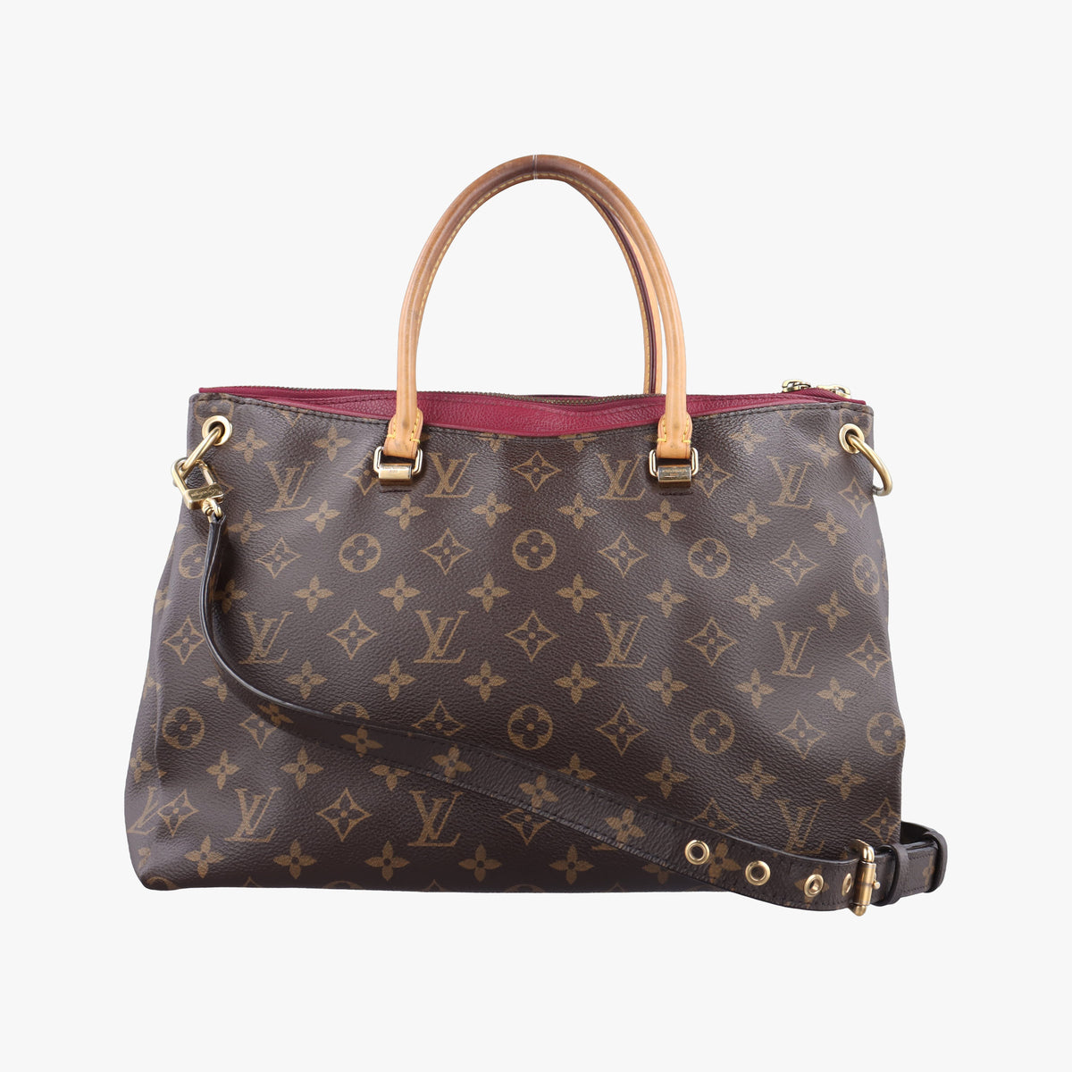Pre-owned Louis Vuitton PALLAS brown×Bordeaux Monogram Canvas×calf leather M40906 shoulderbag | stylenewstar