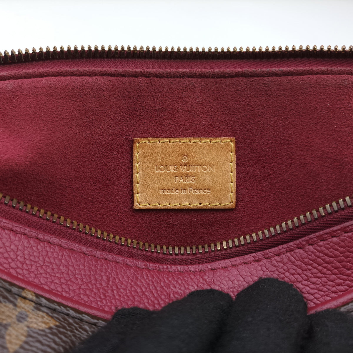 Pre-owned Louis Vuitton PALLAS brown×Bordeaux Monogram Canvas×calf leather M40906 shoulderbag | stylenewstar