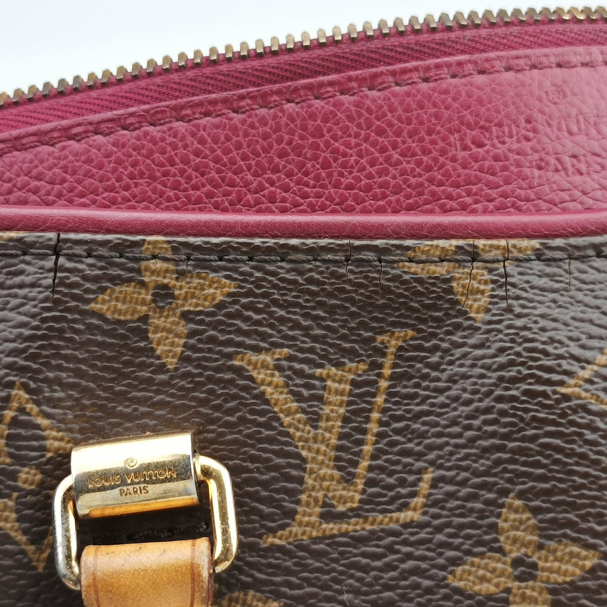 Pre-owned Louis Vuitton PALLAS brown×Bordeaux Monogram Canvas×calf leather M40906 shoulderbag | stylenewstar