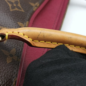 Pre-owned Louis Vuitton PALLAS brown×Bordeaux Monogram Canvas×calf leather M40906 shoulderbag | stylenewstar
