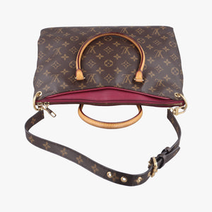 Pre-owned Louis Vuitton PALLAS brown×Bordeaux Monogram Canvas×calf leather M40906 shoulderbag | stylenewstar