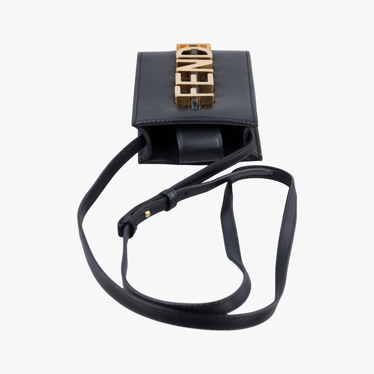 Vintage Fendi Phone Pouch Black Leather 7AS192 shoulderbag | stylenewstar