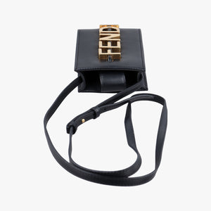 Vintage Fendi Phone Pouch Black Leather 7AS192 shoulderbag | stylenewstar