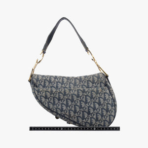 Pre-owned Christian Dior Saddle Navy Jacquard  shoulderbag | stylenewstar