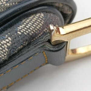Pre-owned Christian Dior Saddle Navy Jacquard  shoulderbag | stylenewstar