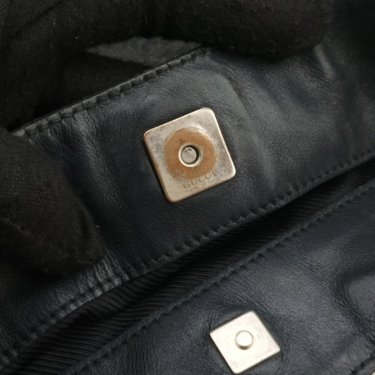 Pre-owned Gucci Bamboo GG Canvas Black canvas×leather 001-40 shoulderbag | stylenewstar