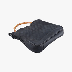 Pre-owned Gucci Bamboo GG Canvas Black canvas×leather 001-40 shoulderbag | stylenewstar