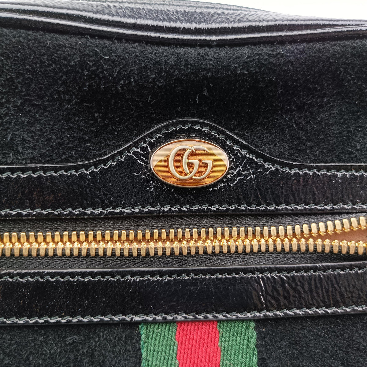 Pre-owned Gucci Ophidia Black Suede 517076 shoulderbag | stylenewstar