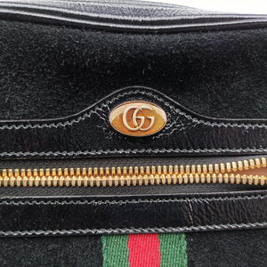 Pre-owned Gucci Ophidia Black Suede 517076 shoulderbag | stylenewstar