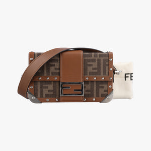 Pre-owned Fendi Zucca Trunk Brown PVC coated canvas×Leather 7VA507 shoulderbag | stylenewstar