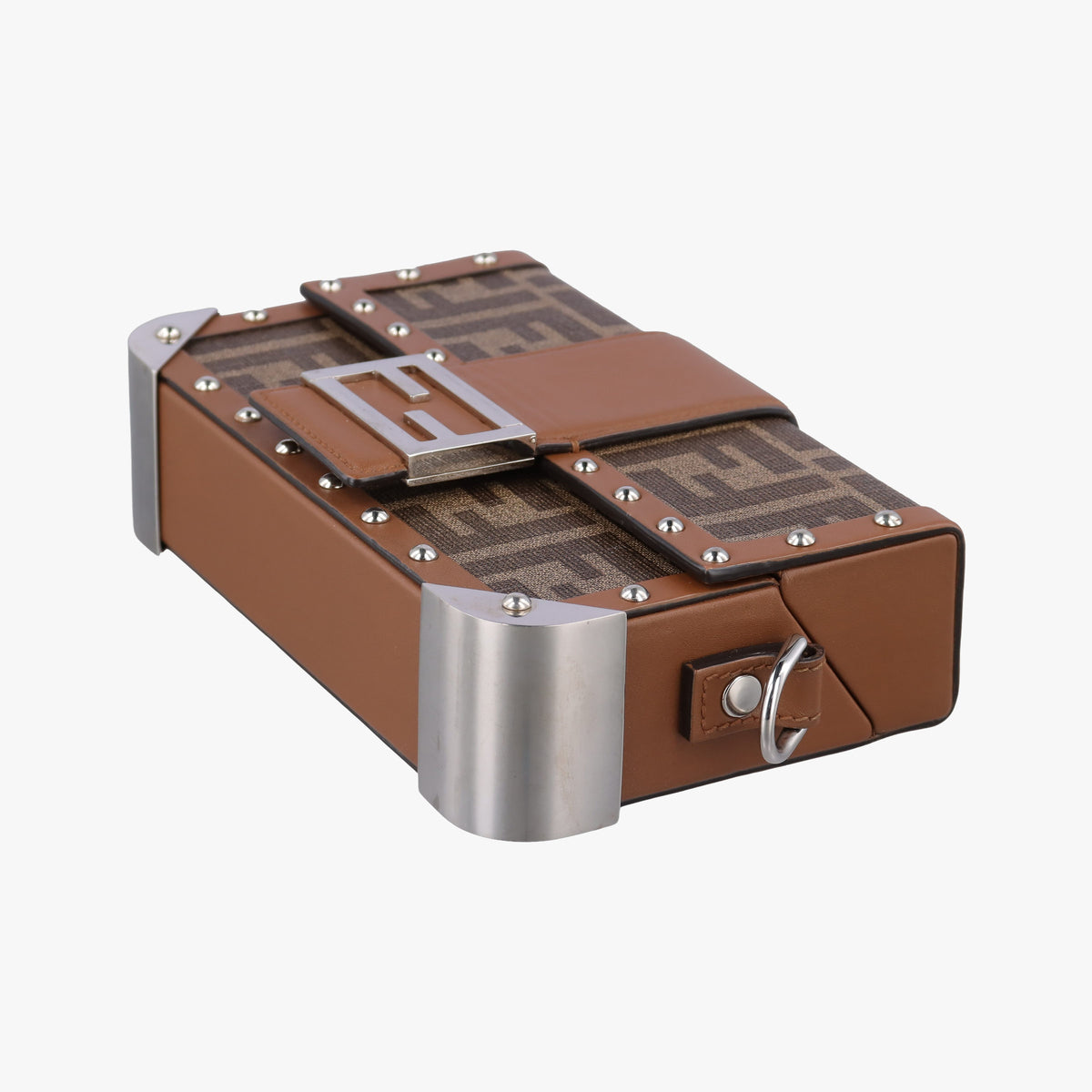 Pre-owned Fendi Zucca Trunk Brown PVC coated canvas×Leather 7VA507 shoulderbag | stylenewstar