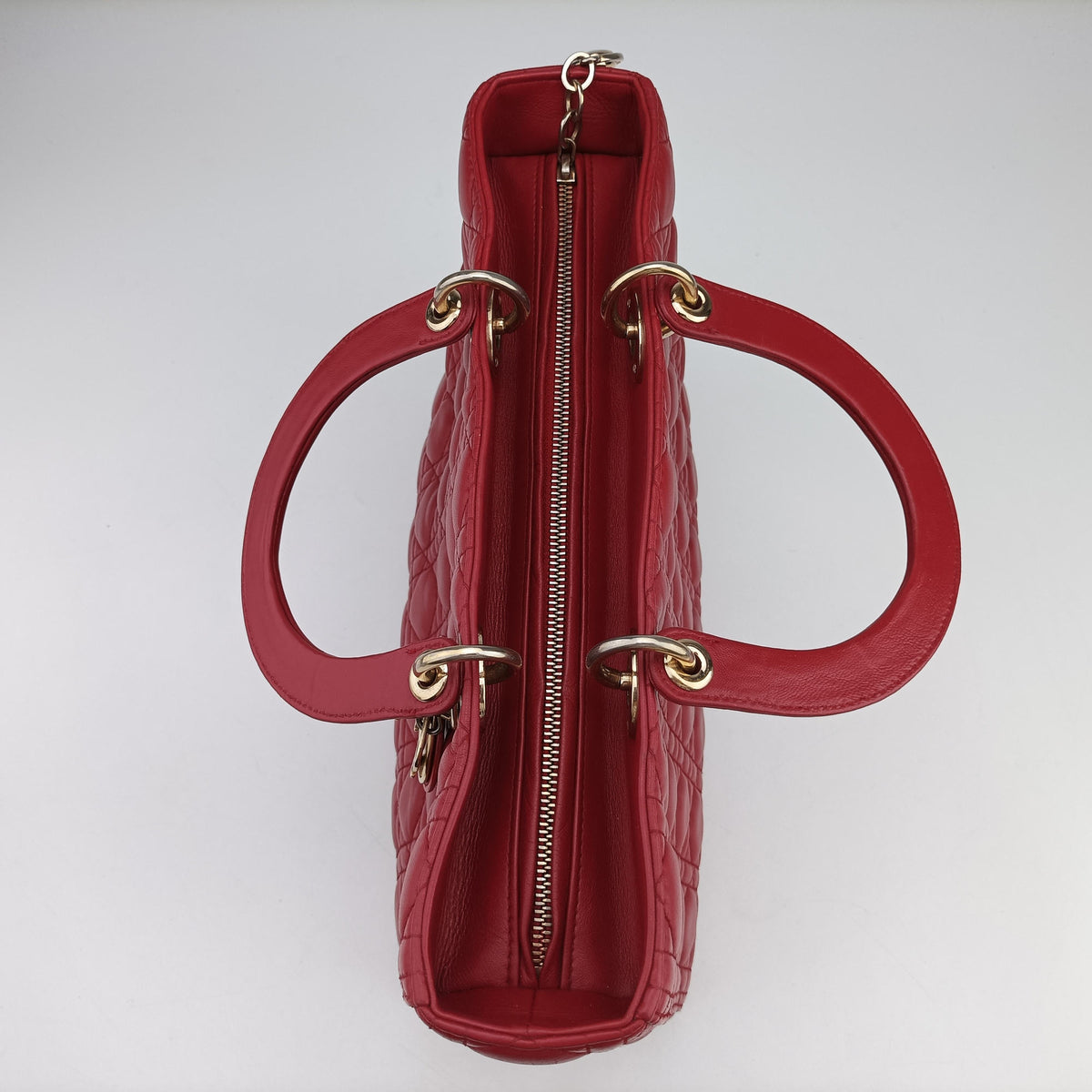 Vintage Christian Dior Lady Dior Red lambskin  handbag | stylenewstar