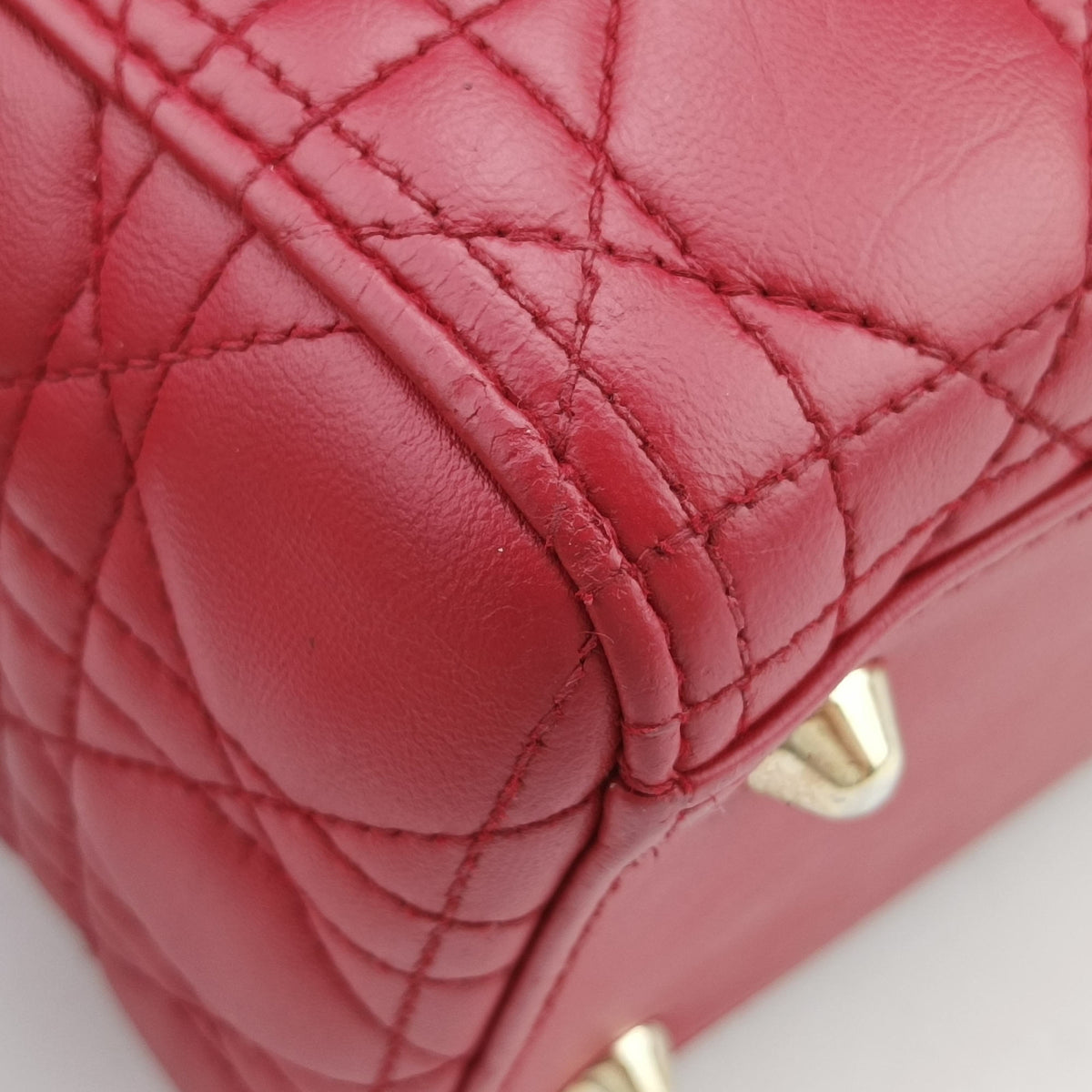 Vintage Christian Dior Lady Dior Red lambskin  handbag | stylenewstar