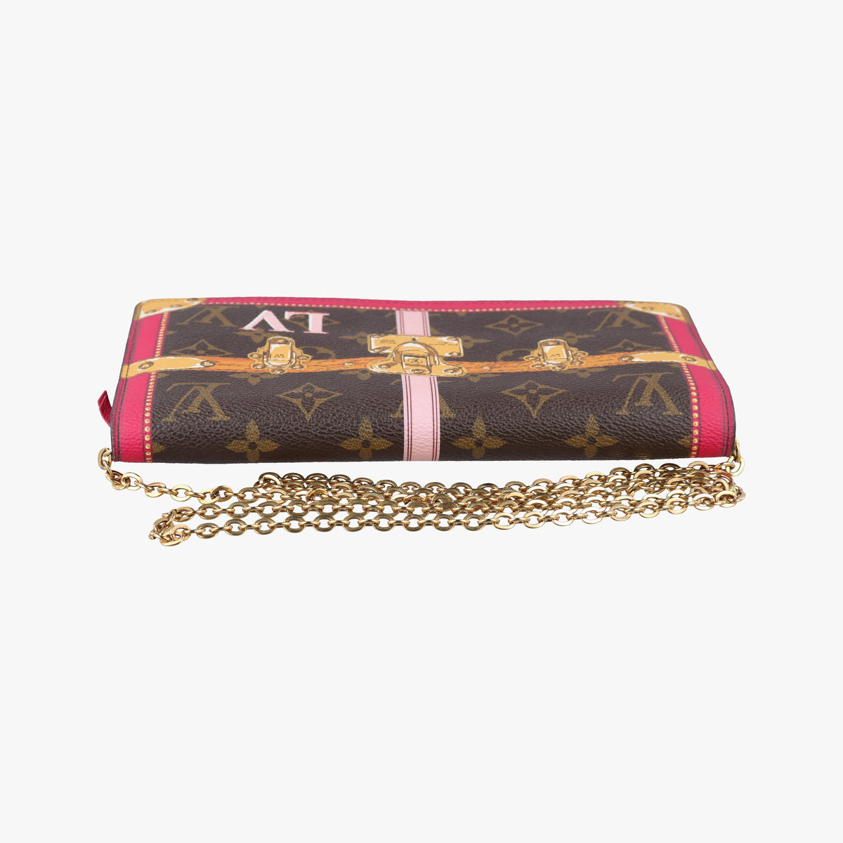Pre-owned Louis Vuitton Pochette Weekend brown×Fuchsia Pink Monogram Canvas M62456 shoulderbag | stylenewstar
