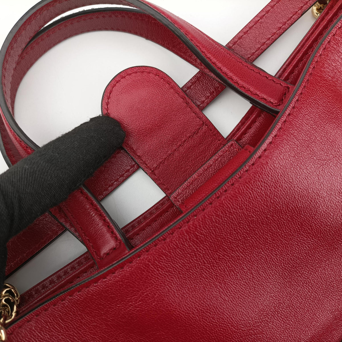 Pre-owned Gucci HORSEBIT 1955 Red Leather 621144 shoulderbag | stylenewstar