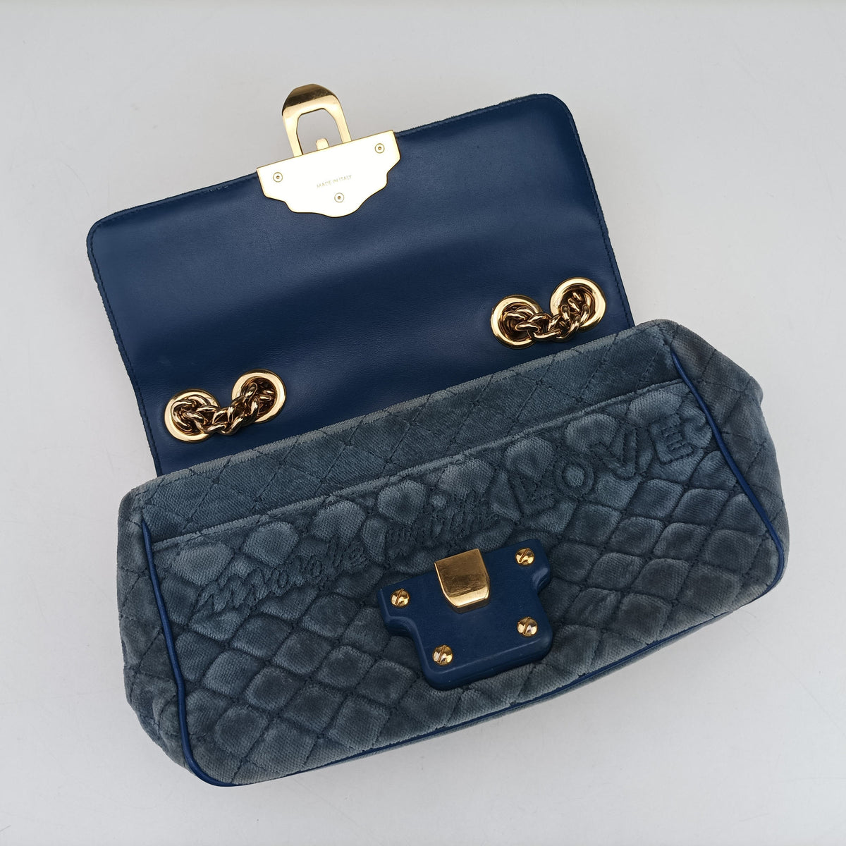 Vintage Dolce & Gabbana Quilted Lucia Embellished Blue Denim  shoulderbag | stylenewstar