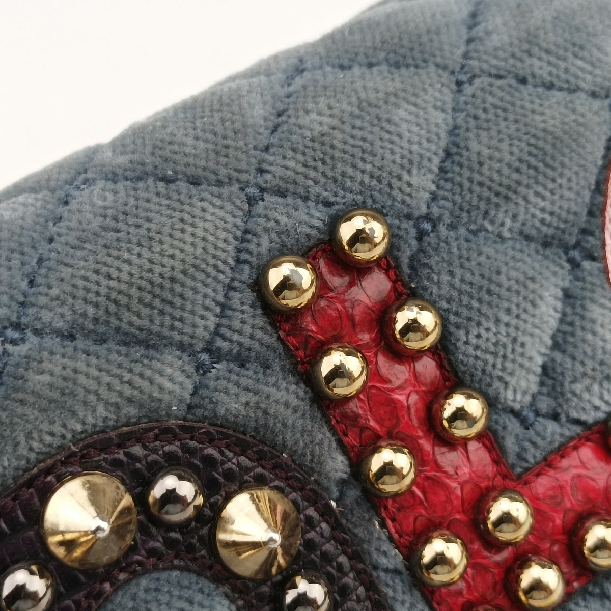 Vintage Dolce & Gabbana Quilted Lucia Embellished Blue Denim  shoulderbag | stylenewstar