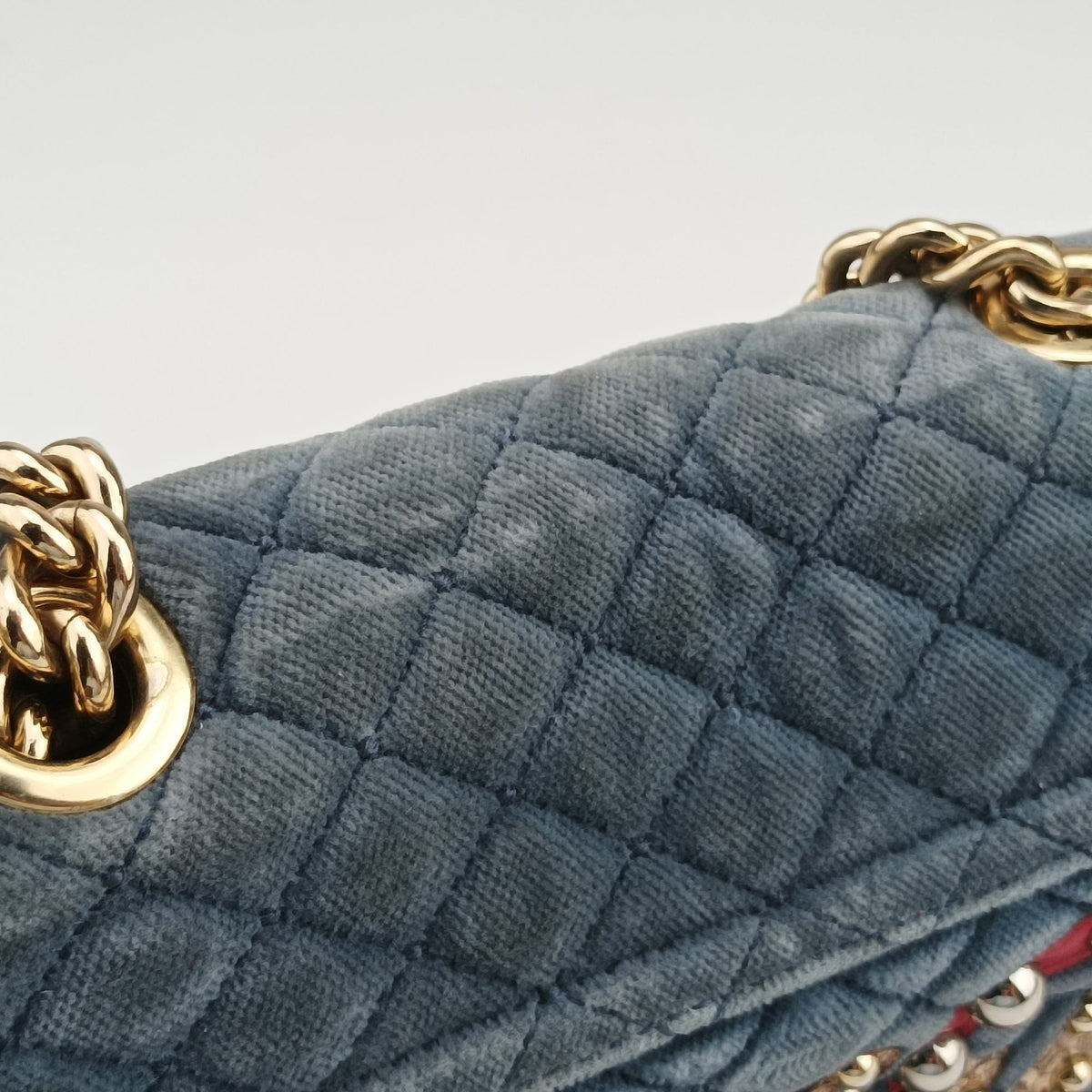 Vintage Dolce & Gabbana Quilted Lucia Embellished Blue Denim  shoulderbag | stylenewstar