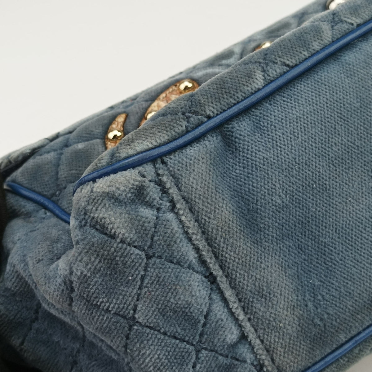 Vintage Dolce & Gabbana Quilted Lucia Embellished Blue Denim  shoulderbag | stylenewstar
