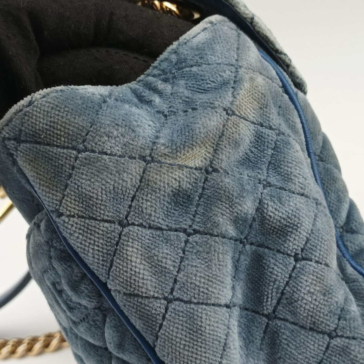 Vintage Dolce & Gabbana Quilted Lucia Embellished Blue Denim  shoulderbag | stylenewstar