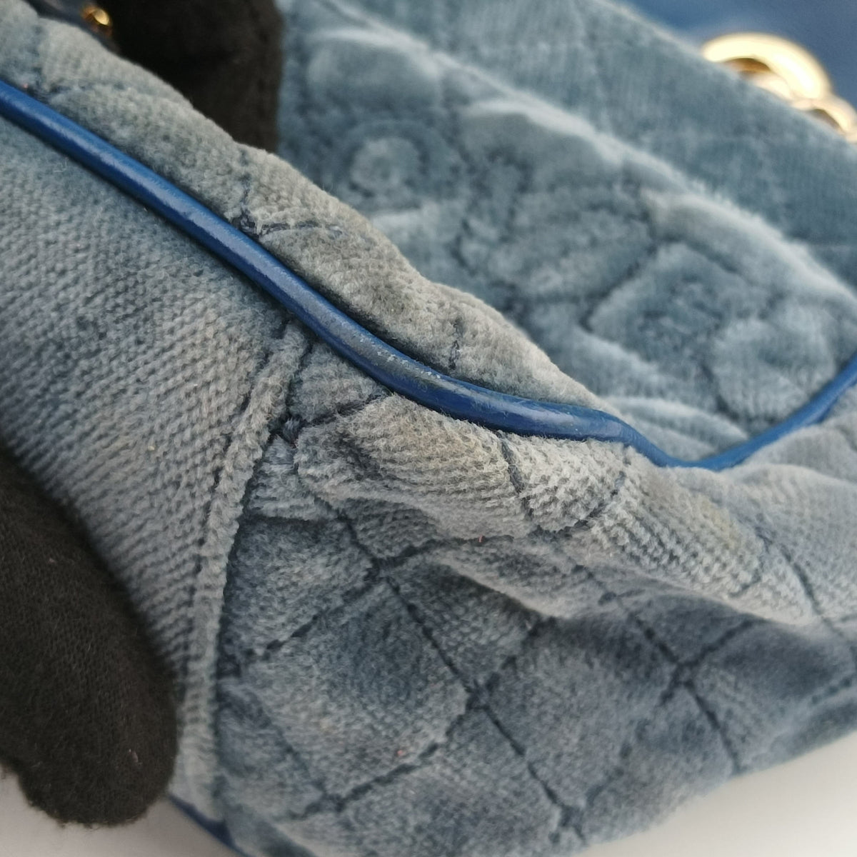 Vintage Dolce & Gabbana Quilted Lucia Embellished Blue Denim  shoulderbag | stylenewstar