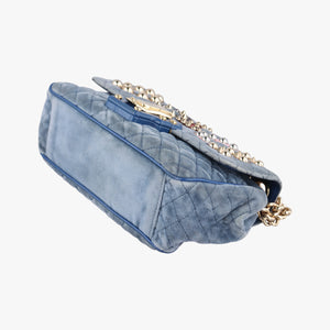 Vintage Dolce & Gabbana Quilted Lucia Embellished Blue Denim  shoulderbag | stylenewstar