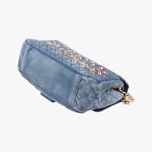 Vintage Dolce & Gabbana Quilted Lucia Embellished Blue Denim  shoulderbag | stylenewstar