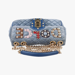 Vintage Dolce & Gabbana Quilted Lucia Embellished Blue Denim  shoulderbag | stylenewstar