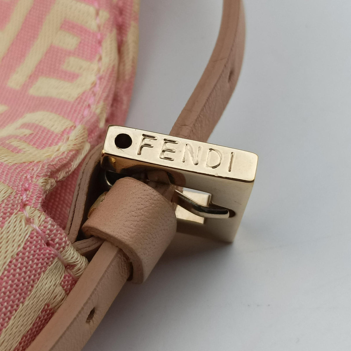 Pre-owned Fendi Mamma Bucket Pink Canvas×Leather 8BR002 shoulderbag | stylenewstar