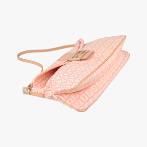 Pre-owned Fendi Mamma Bucket Pink Canvas×Leather 8BR002 shoulderbag | stylenewstar