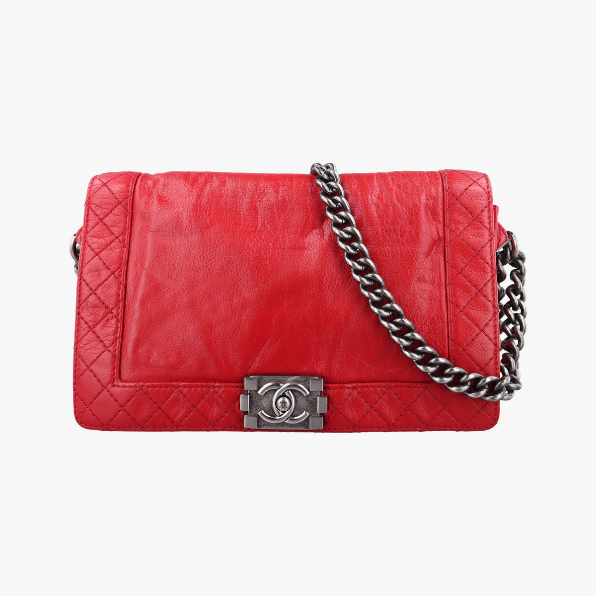Pre-owned Chanel BOY CHANEL Red Leather A67948 shoulderbag | stylenewstar