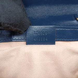 Pre-owned Gucci GG Marmont White×navy Leather 574969 shoulderbag | stylenewstar