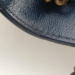 Pre-owned Gucci GG Marmont White×navy Leather 574969 shoulderbag | stylenewstar