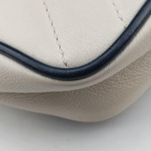 Pre-owned Gucci GG Marmont White×navy Leather 574969 shoulderbag | stylenewstar