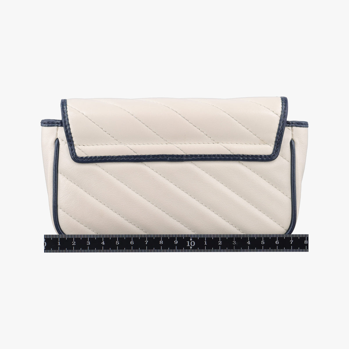 Pre-owned Gucci GG Marmont White×navy Leather 574969 shoulderbag | stylenewstar