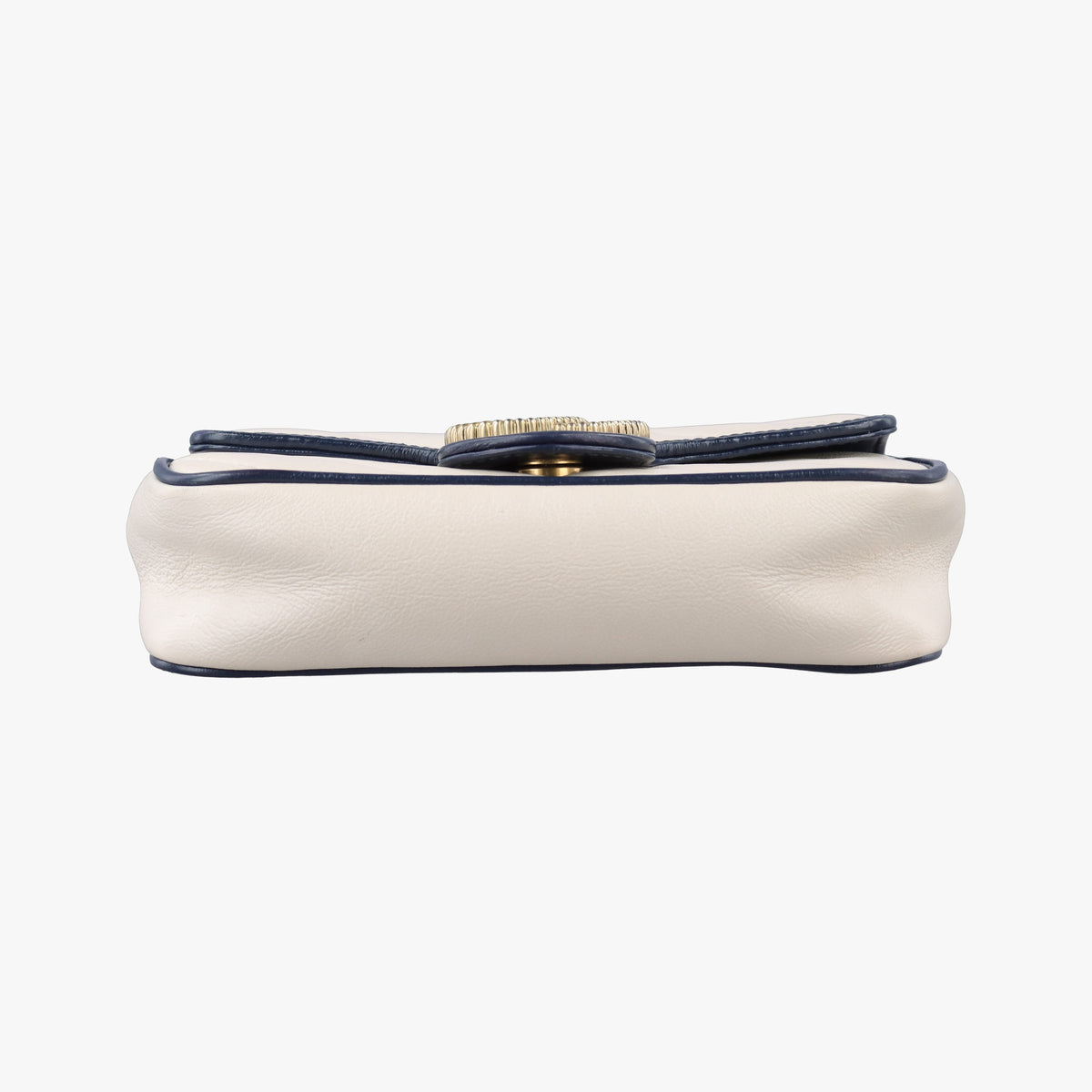 Pre-owned Gucci GG Marmont White×navy Leather 574969 shoulderbag | stylenewstar