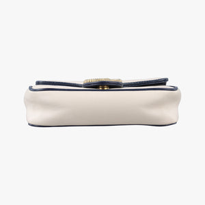 Pre-owned Gucci GG Marmont White×navy Leather 574969 shoulderbag | stylenewstar