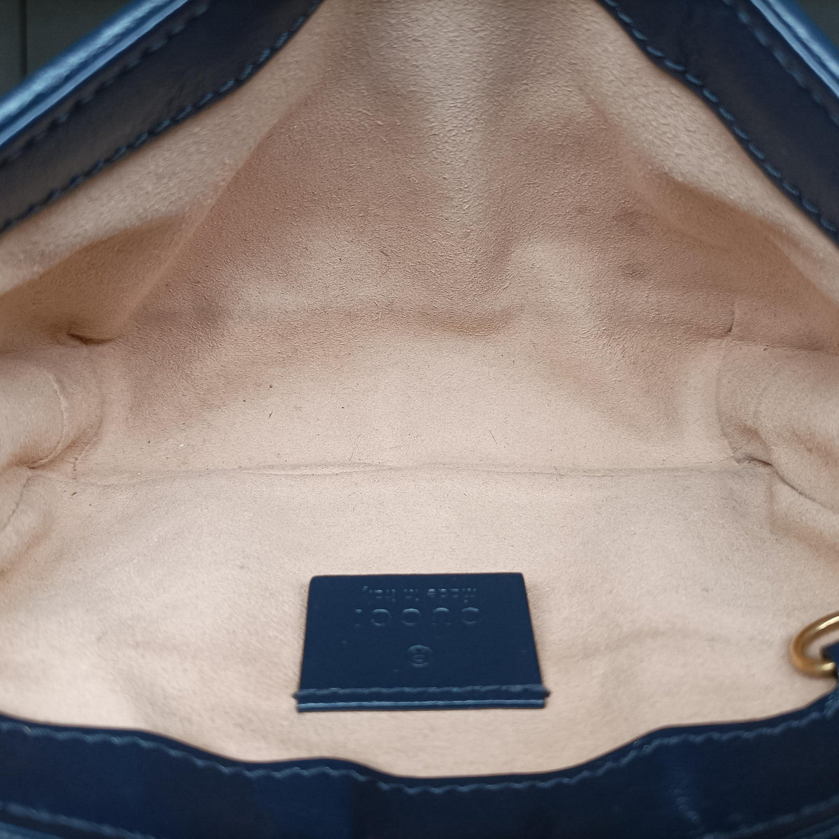 Pre-owned Gucci GG Marmont White×navy Leather 574969 shoulderbag | stylenewstar
