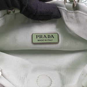 Pre-owned Prada Rosa Satin Crystal Mini Tote Green Rhinestone 1BA253 shoulderbag | stylenewstar
