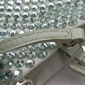 Pre-owned Prada Rosa Satin Crystal Mini Tote Green Rhinestone 1BA253 shoulderbag | stylenewstar