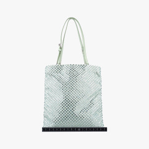 Pre-owned Prada Rosa Satin Crystal Mini Tote Green Rhinestone 1BA253 shoulderbag | stylenewstar