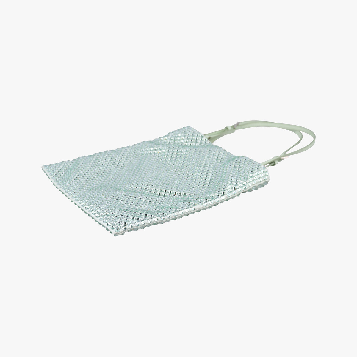 Pre-owned Prada Rosa Satin Crystal Mini Tote Green Rhinestone 1BA253 shoulderbag | stylenewstar