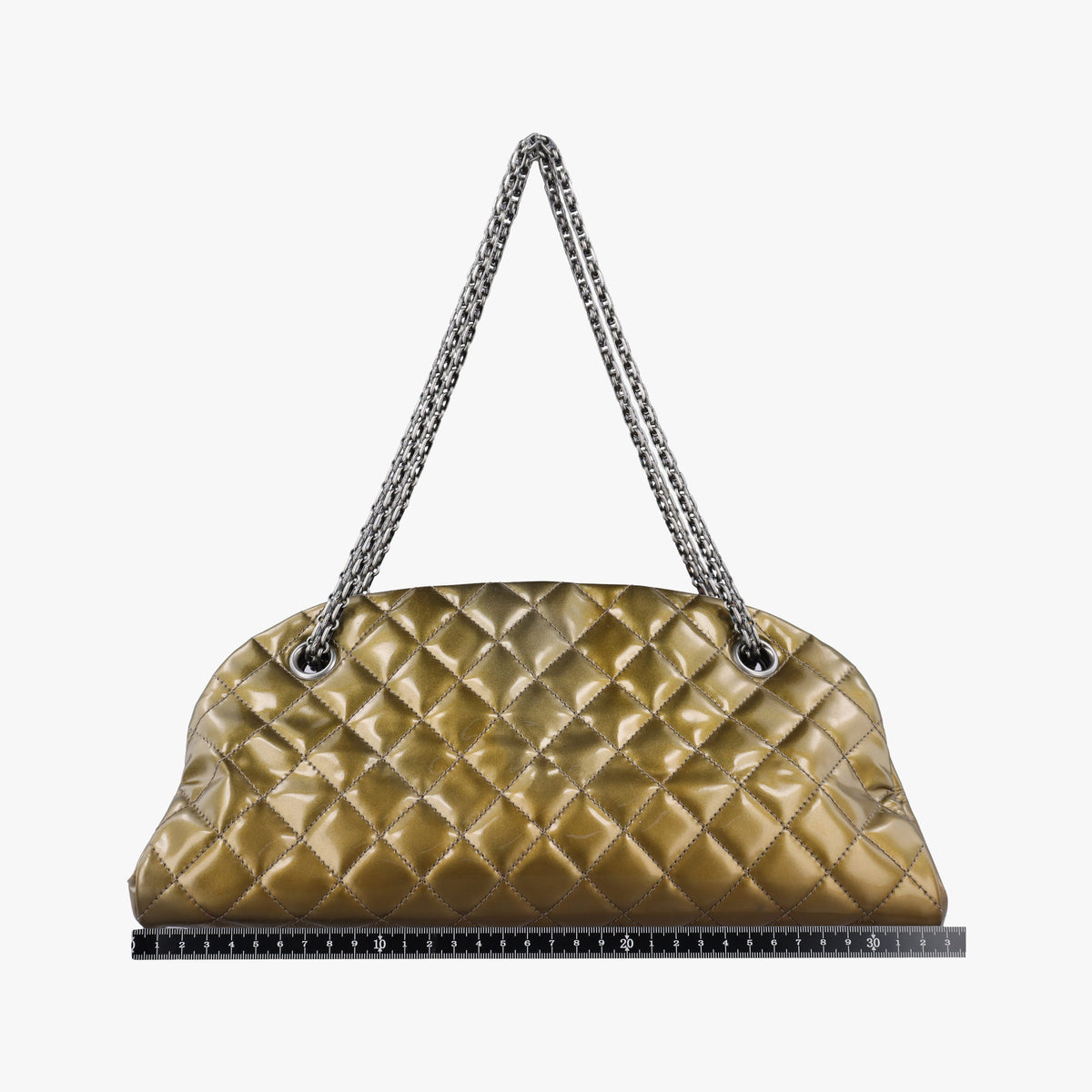 Pre-owned Chanel Mademoiselle Bowling Golden Patent A50557 shoulderbag | stylenewstar