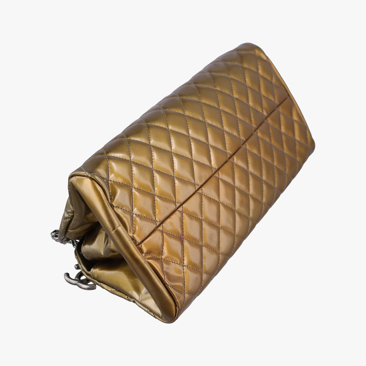 Pre-owned Chanel Mademoiselle Bowling Golden Patent A50557 shoulderbag | stylenewstar