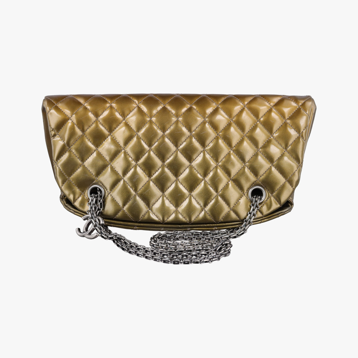 Pre-owned Chanel Mademoiselle Bowling Golden Patent A50557 shoulderbag | stylenewstar