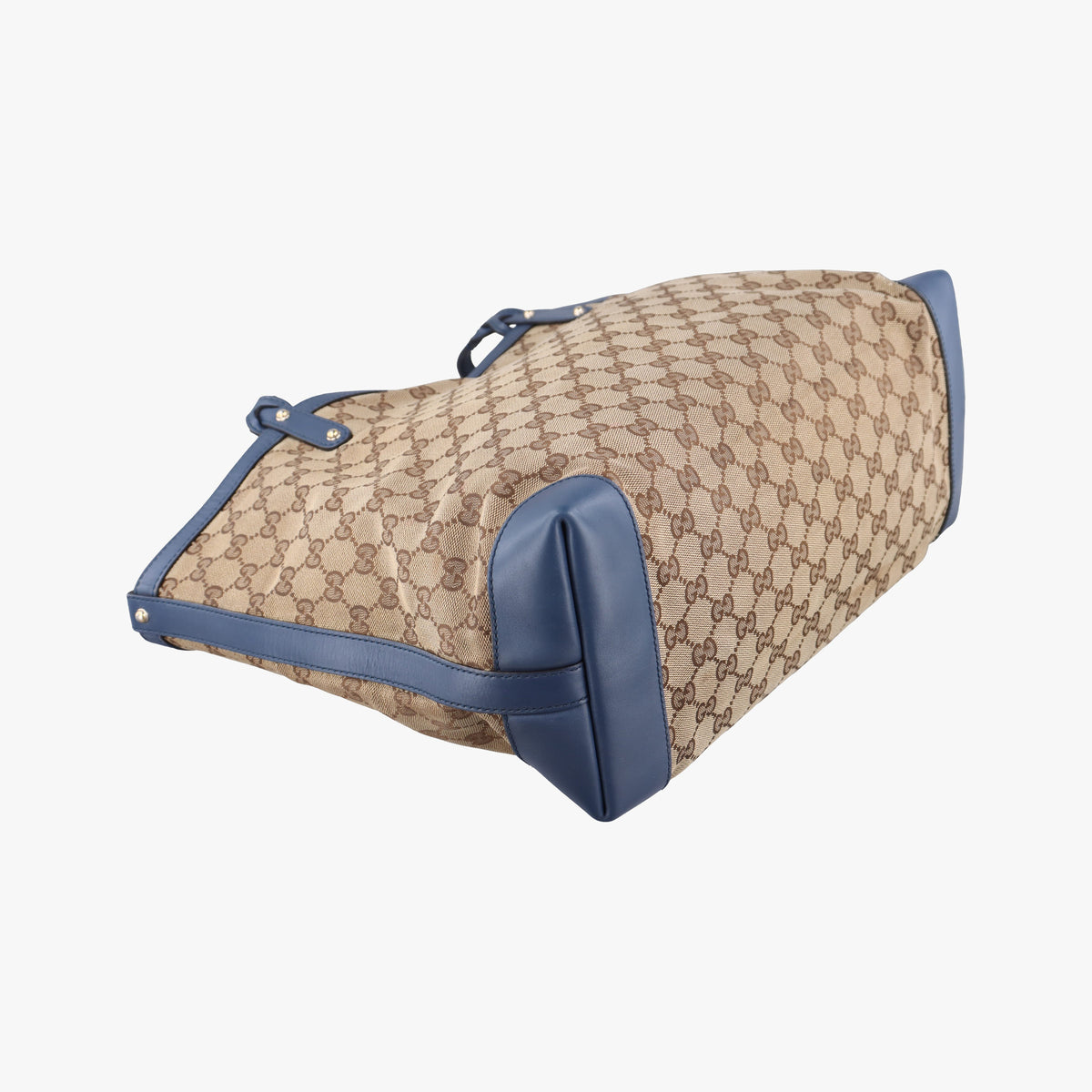 Pre-owned Gucci GG Craft Beige x Blue Canvas×Leather 247209 handbag | stylenewstar