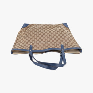 Pre-owned Gucci GG Craft Beige x Blue Canvas×Leather 247209 handbag | stylenewstar